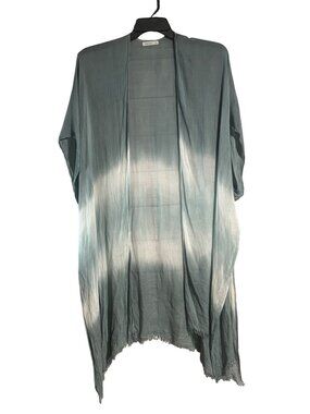 Moss Rose Women Open Front Kimono Coverup Green Tie-Dye Shrug Wrap One Size SNAG